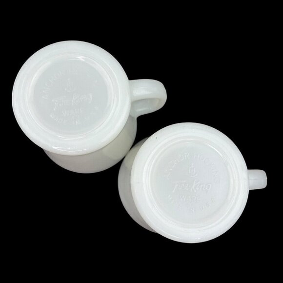 Anchor Hocking Fire King Ware White Milk Glass Coffee Mug Cup D Handle Cup x 2 - Picture 3 of 10